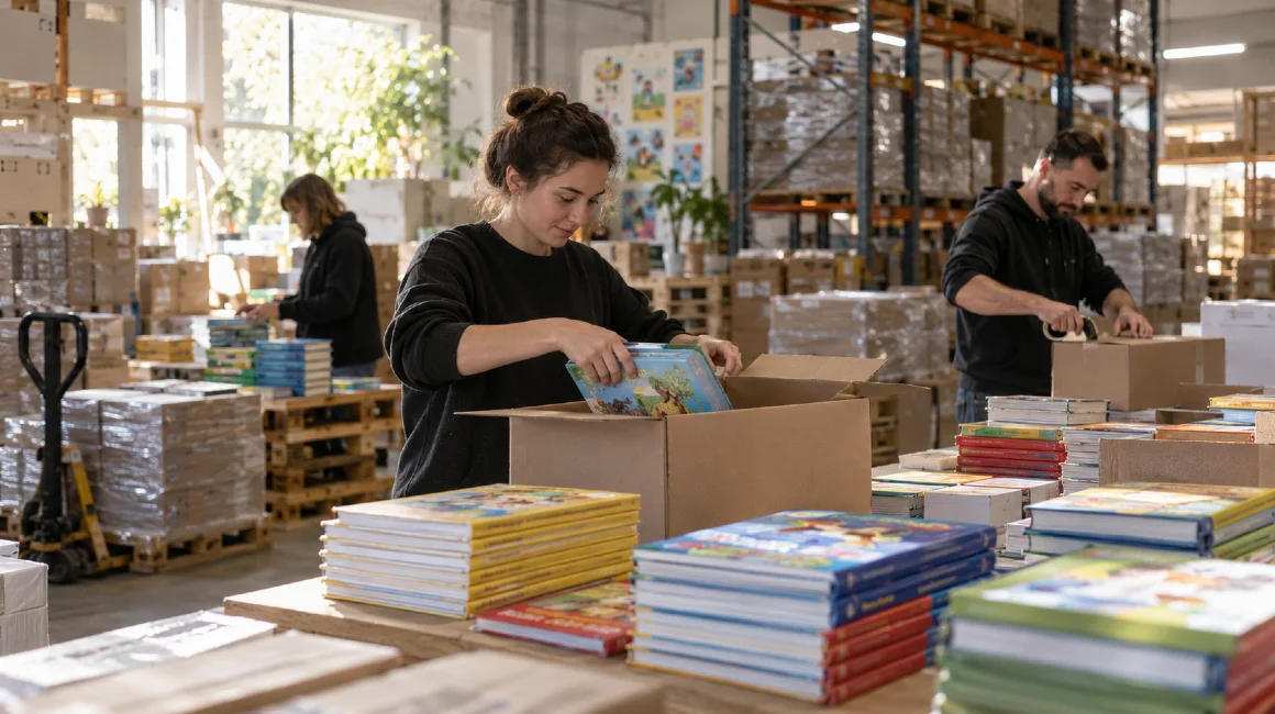 Стос книжок, підготовлених до відправлення зі складу