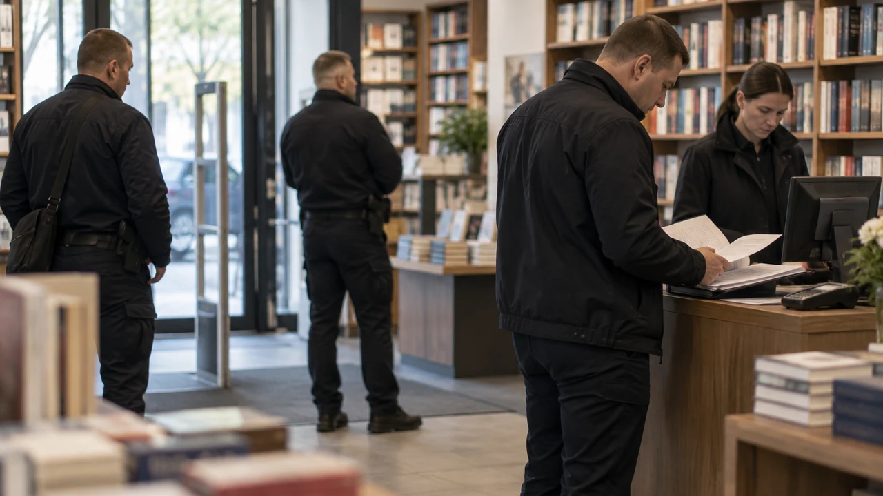 Працівники служби перевіряють документи в книжковому магазині