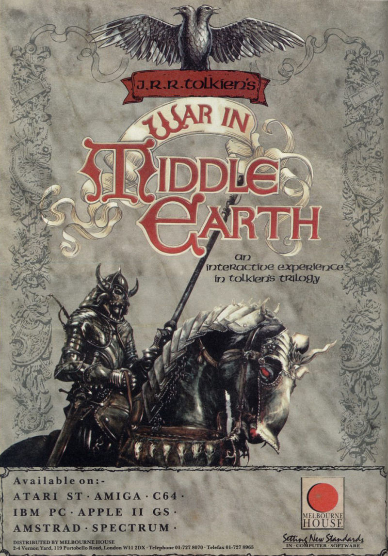 Редакційна обкладинка-картка гри War in Middle Earth, 1988 рік