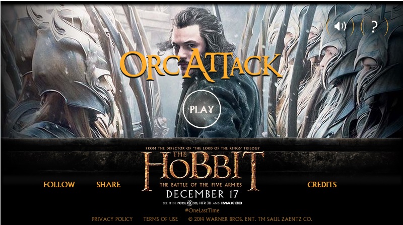 Редакційна обкладинка-картка гри The Hobbit: Battle of the Five Armies – Orc Attack, 2014 рік
